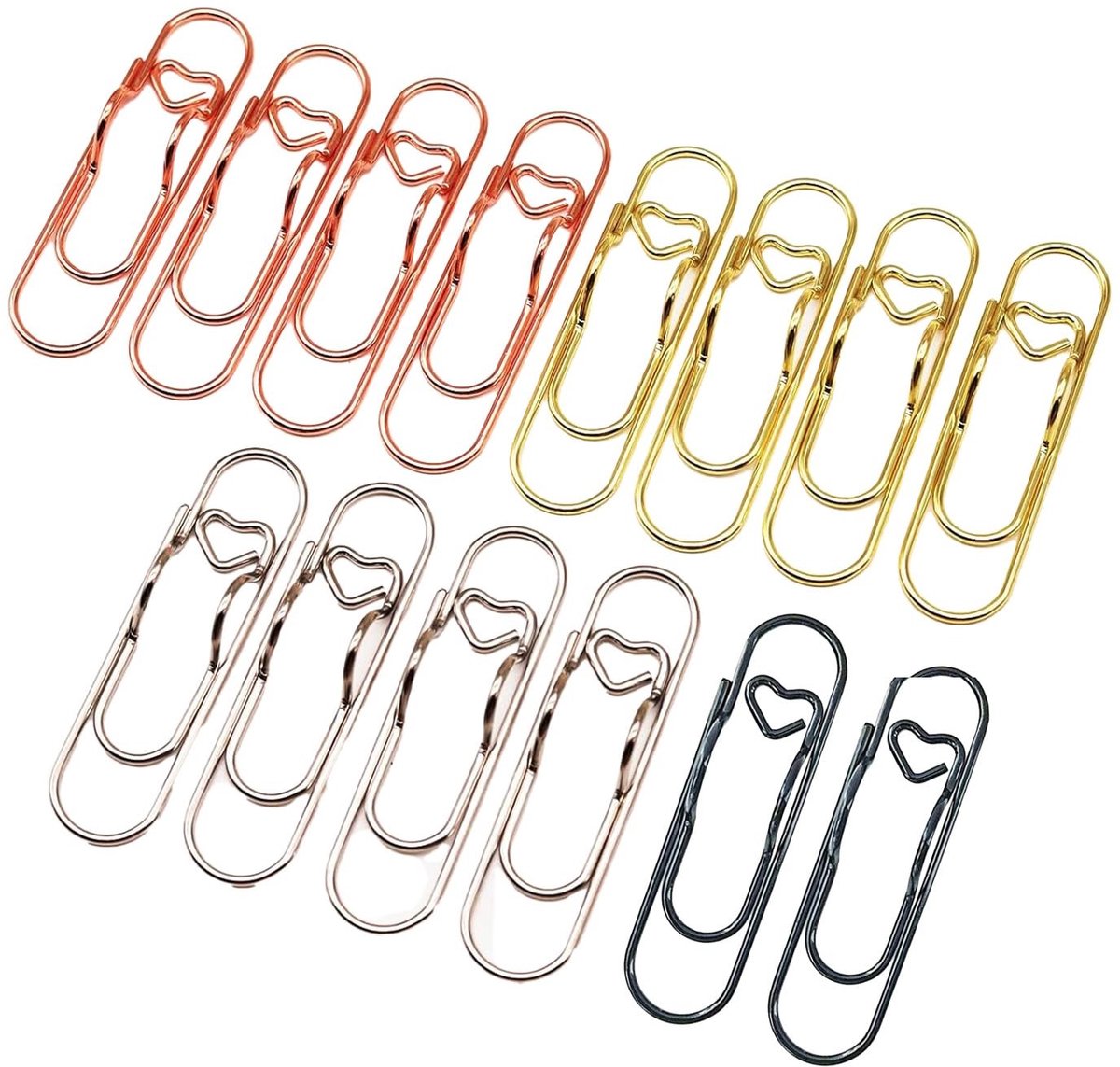 Dailygoods- Penhouder - 8 stuks - Penhouder Verpleegkundigen - Paperclips Goud - Paperclips Gekleurd - Hartvormig Design - Perfect voor Thuiskantoor