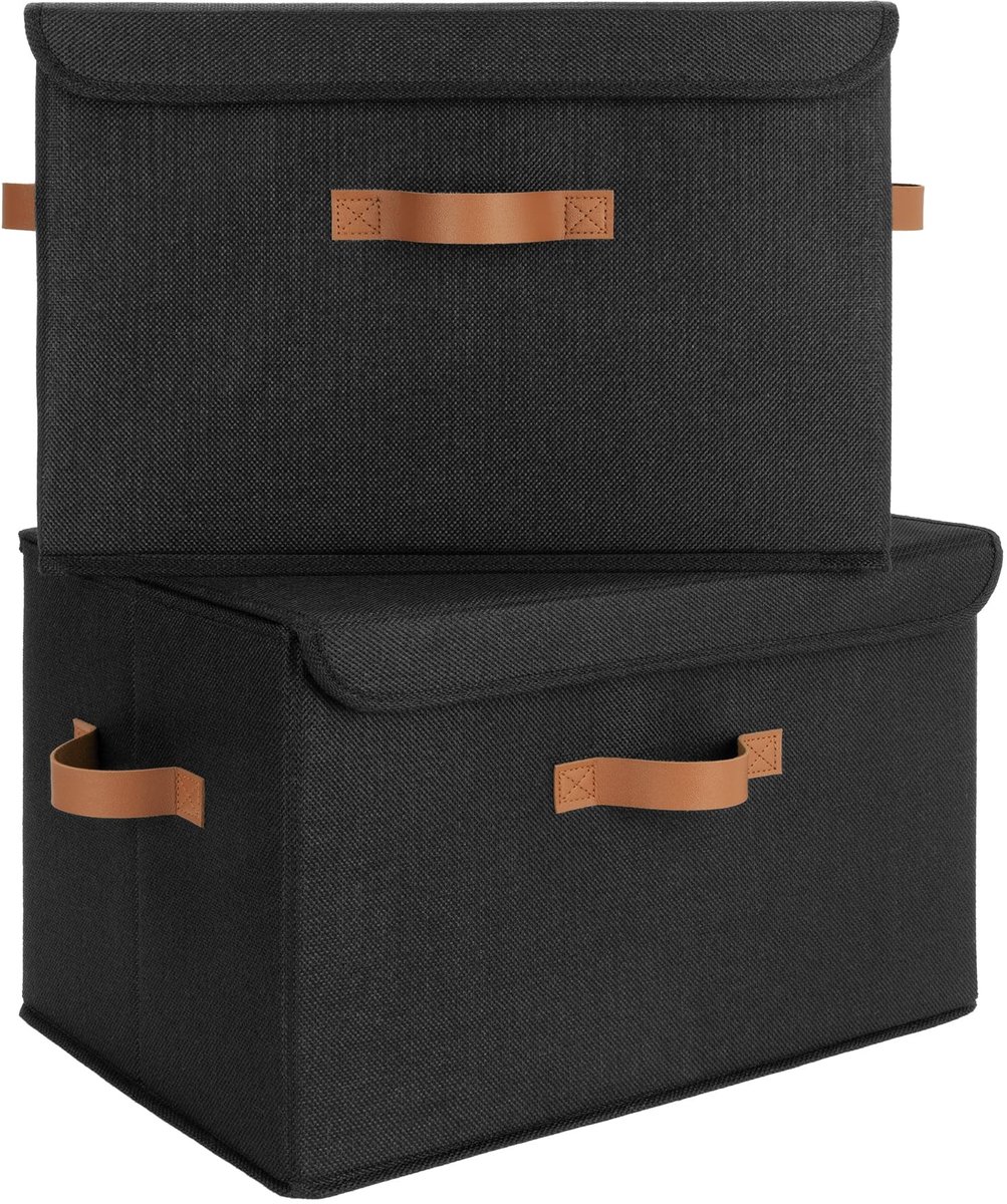 Dailygoods- Opbergboxen Groot - Opbergdozen met Deksels - Stoffen Opbergdozen - Kledingkast Organizer - Huishoudelijke Organisatie - Pak van 2