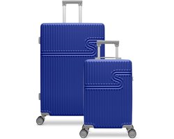 BHPPY Kofferset 2 delig - Handbagage koffer 28L - Reiskoffer 86L - TSA slot - Signature kofferset Dazzling Blue