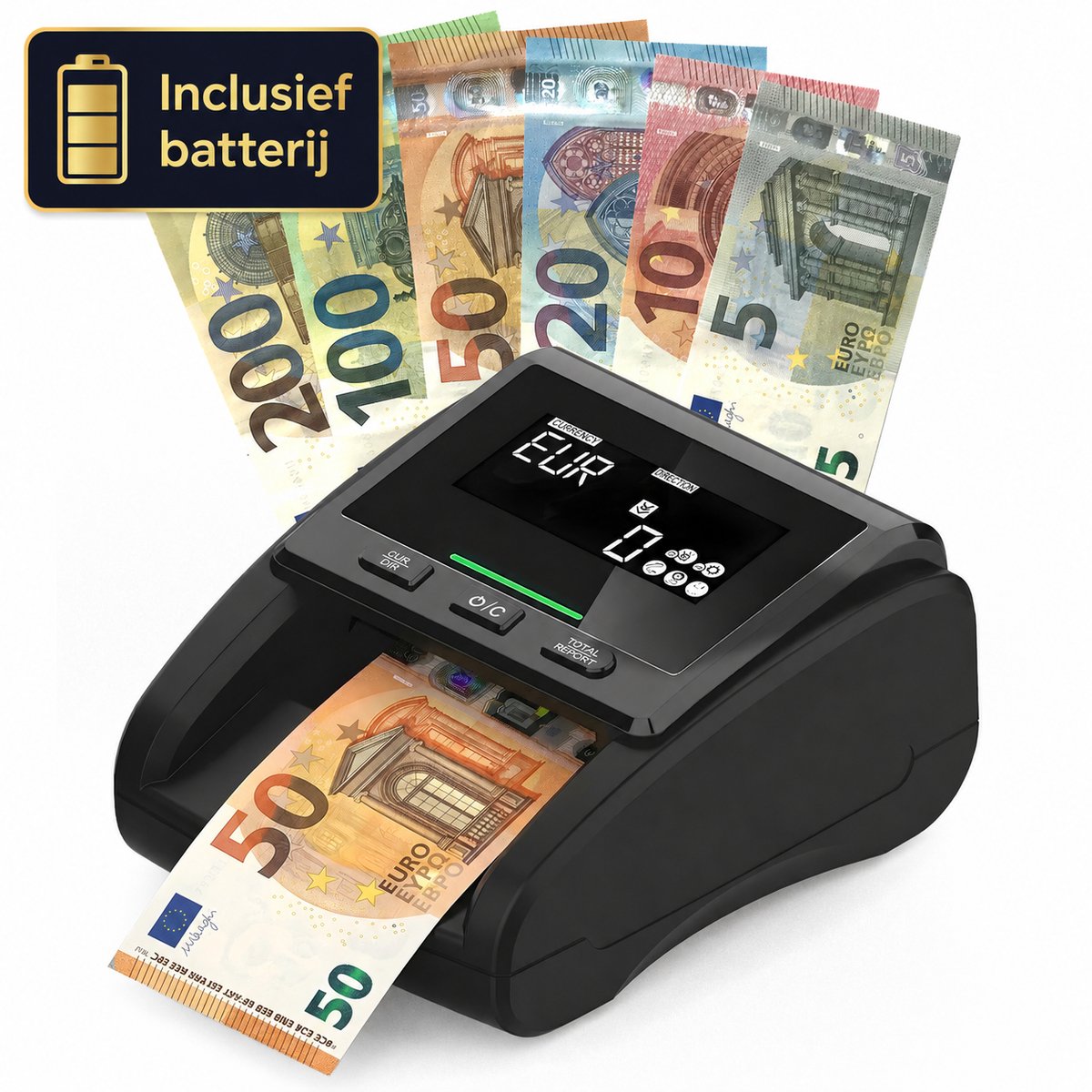 Tri-Sonic HT-80 Valsgelddetector – 7-voudige Detectie – Euro & Dollar – Valsgeld Detector – Automatisch & Supersnel (<0,5 sec) – Inclusief Interne Batterij