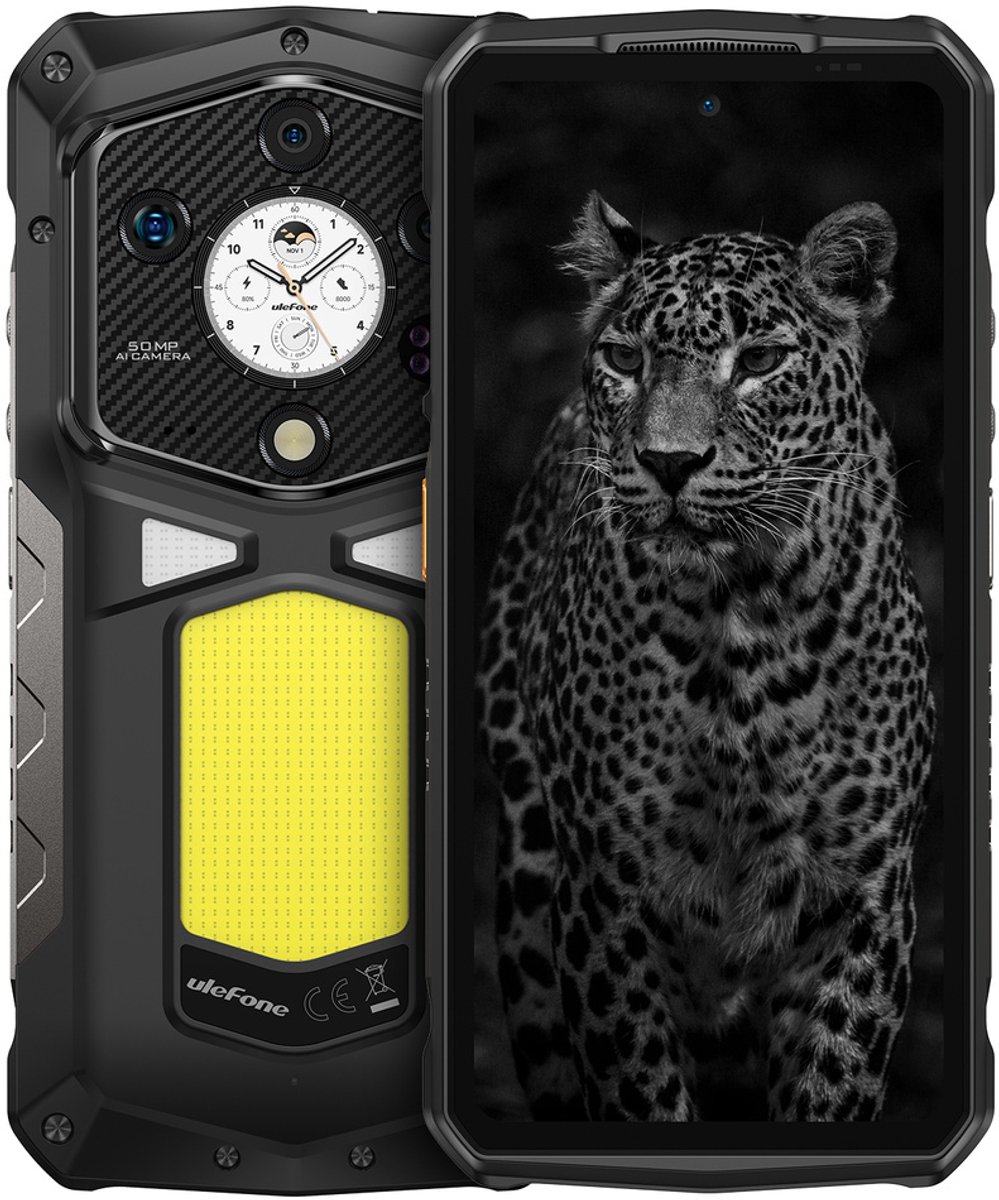 Rugged Smartphone Ulefone Armor 29 Ultra 5G D-9300+ 16GB 1TB 21200-120W A15, Night, Watch Display, Black