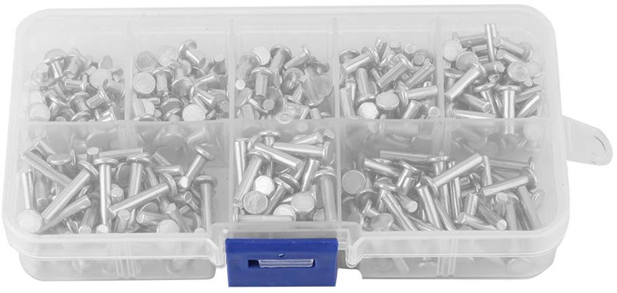 Dailygoods- Klinknagels 400 Stuks - Massief Klinknagel - Aluminium - Corrosiebestendig - Diameter M3*4 tot M3*16 - Hoge Mechanische Sterkte - Rivet