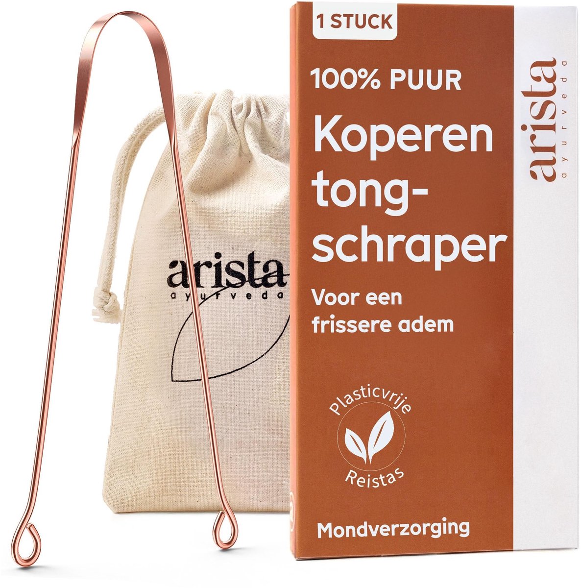Dailygoods- Tongschraper Koper - Tongreiniger Volwassenen - Slechte Adem Behandelen - Milde Ervaring - Duurzaam en Gerecycled - Tot 75% Aanslag Verwijderen