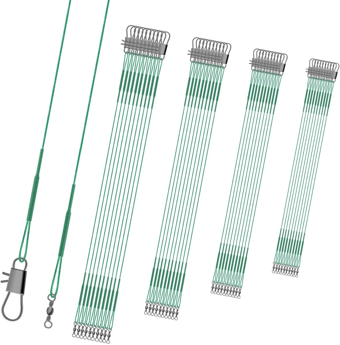 Dailygoods- Vislijnen Set 10 Stuks - Leiderslijnen 15/20/25/30 cm - Staaldraad - Vissersaccessoires - Diverse Maten - Geschikt voor Vissen - Visserslijnen