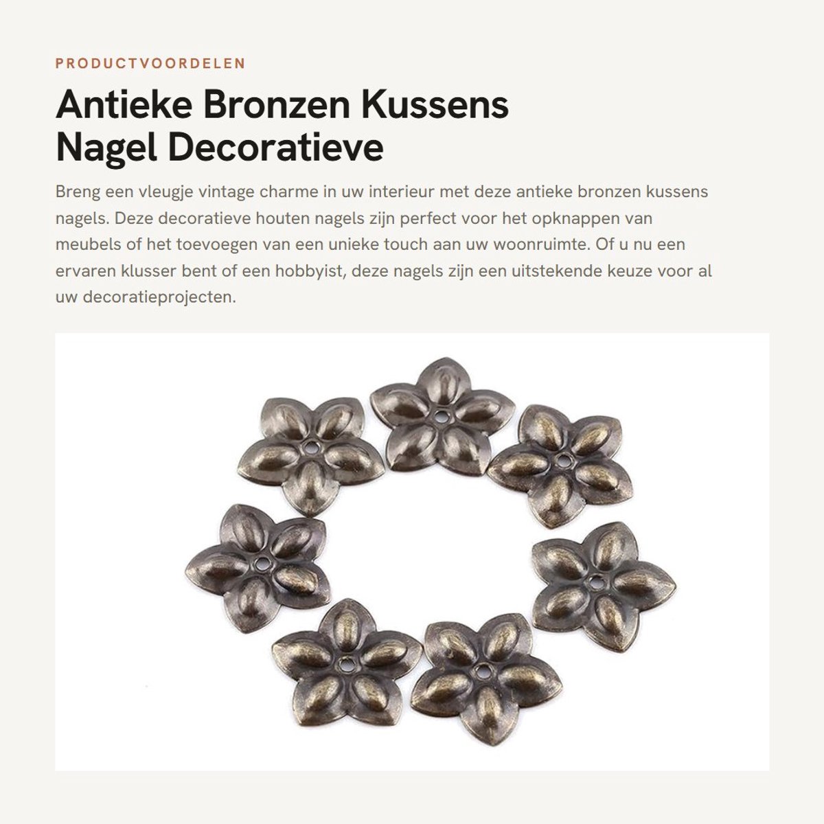Dailygoods- Decoratieve Nagel - 100 Stuks Antieke Bronzen Kussens - Houten Nagel - Huishoudartikelen - Functioneel Keukengereedschap - Eersteklas Kwaliteit - Meubelaccessoire