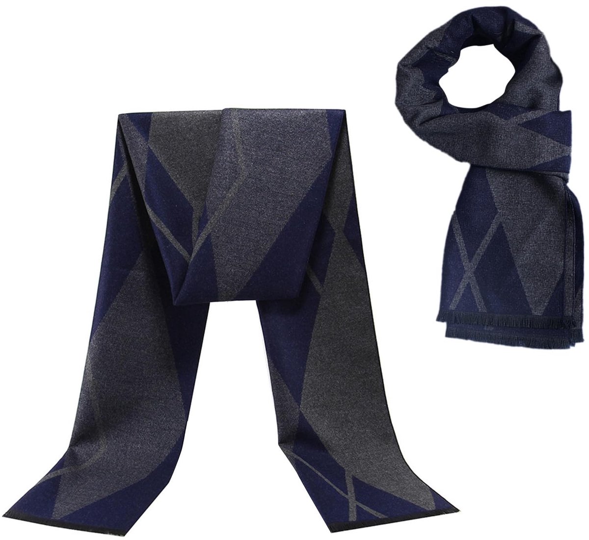 Dailygoods- Herensjaal Zacht en Warm - Halsdoek voor Heren - 180 x 30 cm - Geometrisch Patroon - Casual Chic - Hoogwaardig Polyester - Sjaal