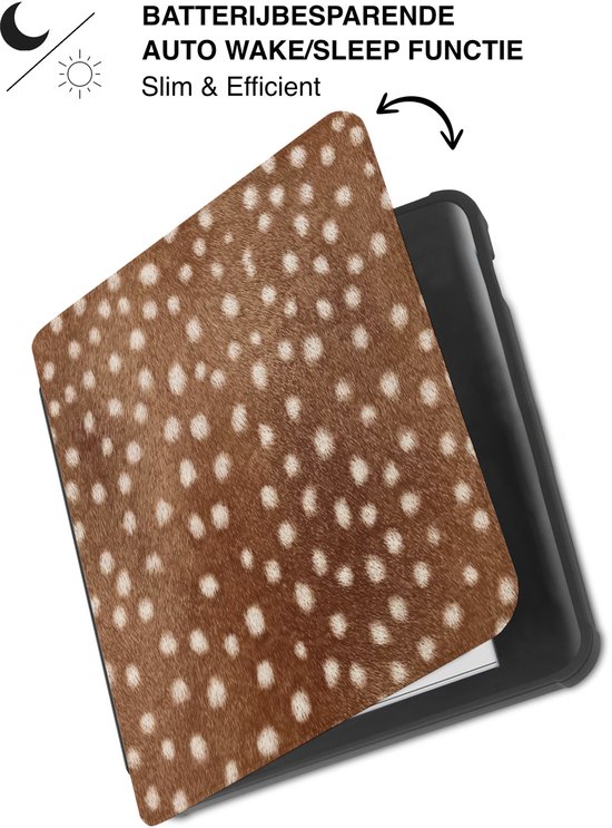 Lunso Geschikt voor Kobo Libra Colour hoesje (7 inch) - Vegan Saffiano Leren Sleep Cover - Oh Deer! van Merkloos — afbeelding 2