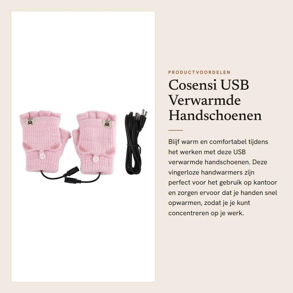 Dailygoods - USB Verwarmde Handschoenen Vingerloos voor Kantoorwerk