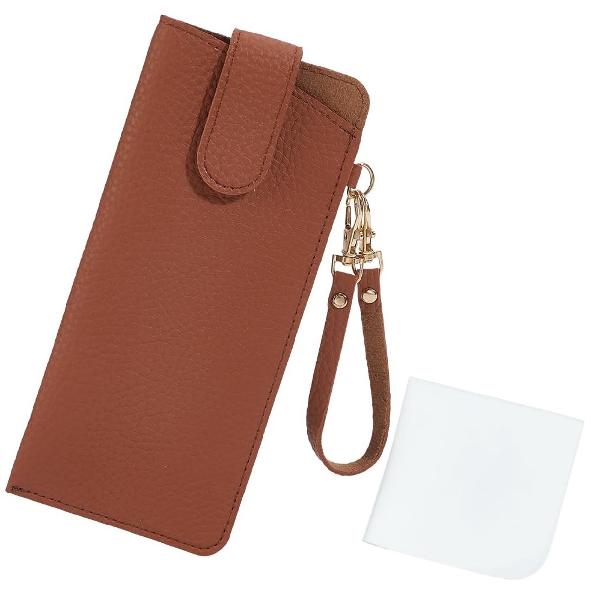 Dailygoods - Dunne Kunstlederen Brillenkoker met Polsband en Reinigingsdoek