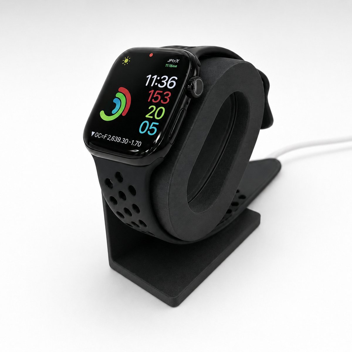 Skushy Apple Watch Oplaadstandaard Basic Design - Apple Watch Houder - Laadstation - Nachtkastje Dock - Bureau Dock - Oplaadhouder - Kabel Organizer - Magnetische Oplader Houder - Smartwatch Stand - Zwart