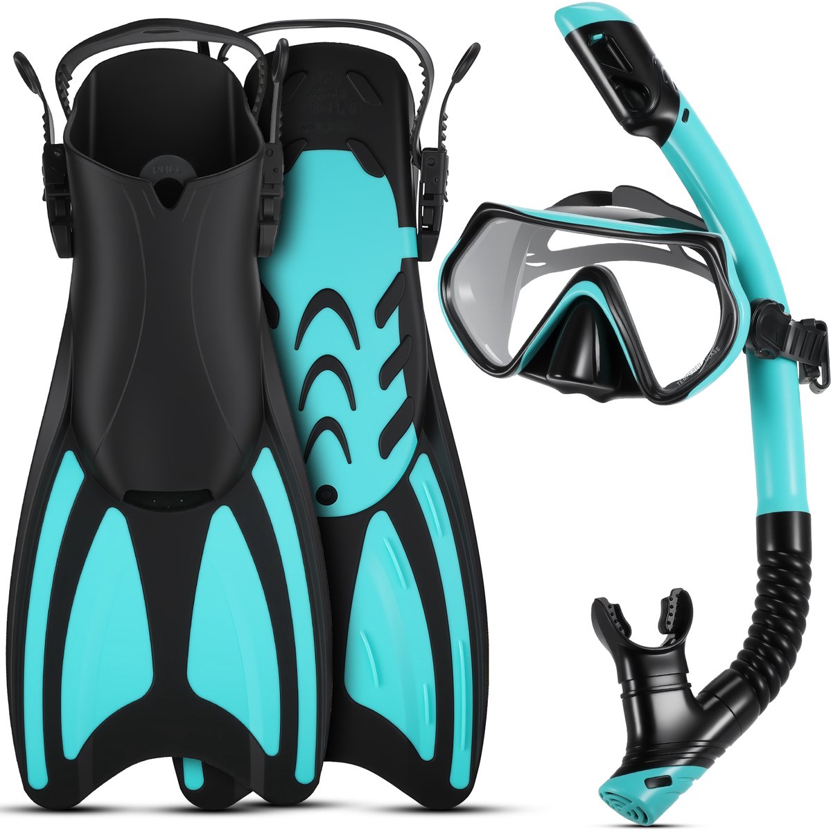 Complete Snorkelset S/M – Anti-condens & Lekvrij Duikmasker, Snorkel & Vinnen – Geschikt voor Tieners, Mannen & Vrouwen – Zwart en groen – Geschikt om te snorkelen en te duiken