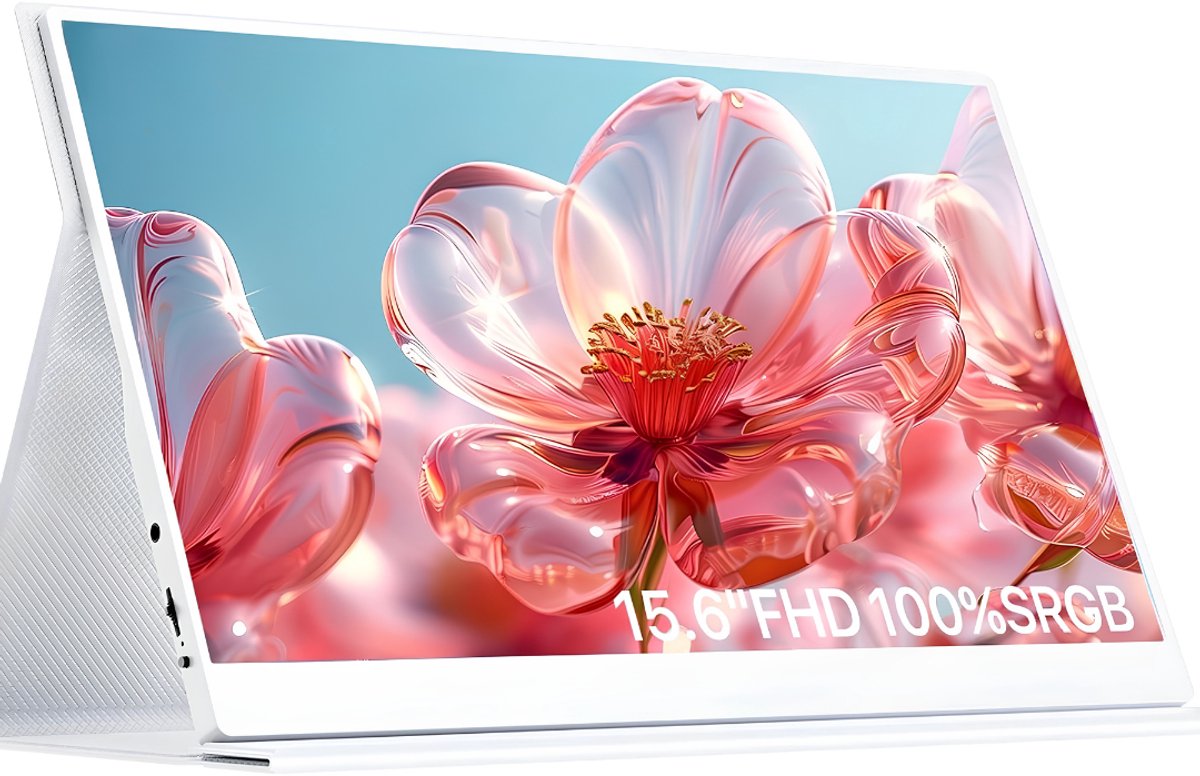 KAD® Portable Monitor - 15.6 Inch - Draagbare Monitor - Draagbaar Scherm - Wit - 21cm x 38cm x 49cm