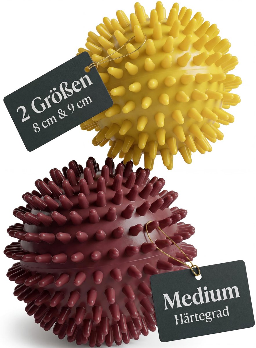 Dailygoods- Massagebal 2-delig - Egelbal Voetmassage - Noppenbal - Fasciabal 8 cm - Massagebal Hand - Massageballen Set - Zacht en Hard - Fasciebal