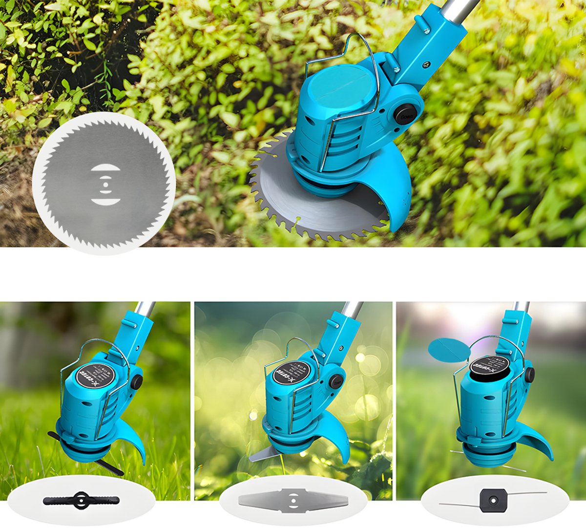 Accu-Grasmaaier 21V - Elektrische Grastrimmer Met 2 Accu's Van 2,0 Ah - Tuintrimmer - Verstelbare Bosmaaier Op Steel Voor Tuinen/Gazons/Struiken – foto 6