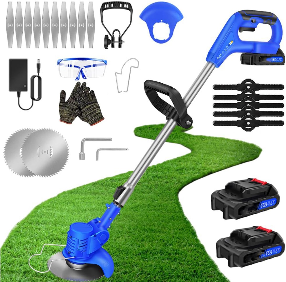 21V Grastrimmer - Draadloze Trimmer - Grasmaaier - Telescopische Bosmaaier - Elektrische Grastrimmer Met 2000mah Accu En Oplader