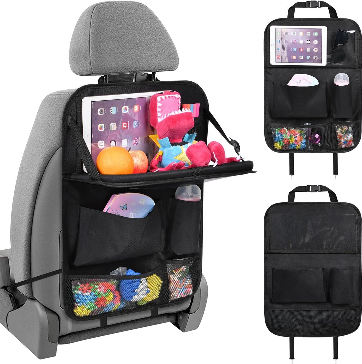 Dailygoods- Autostoel Organizer met 6 Opbergvakken - Opvouwbare Tafel Tray - Tablet Houder - Lichtgewicht - Verstelbaar - Krasbestendig 42*26*3CM - Auto Organizer