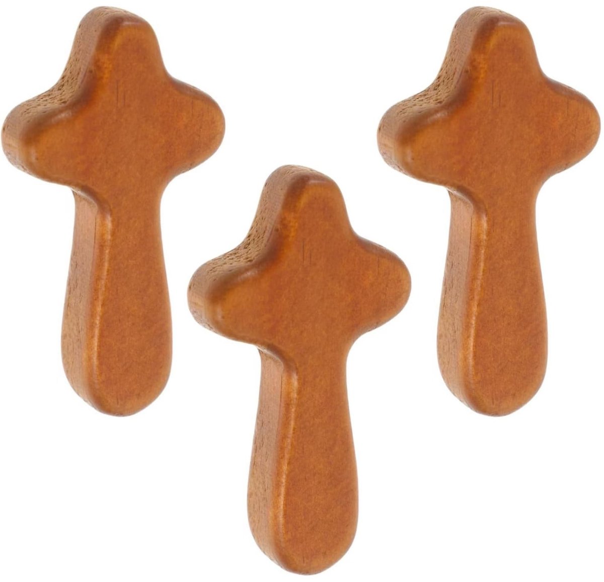 Dailygoods- Houten Kruis - 3 Gesneden Kruisjes - Zakkruisjes - Geluksbrenger - Religieuze Decoratie - Stressvermindering - Hoogwaardig Hout - Kruisje