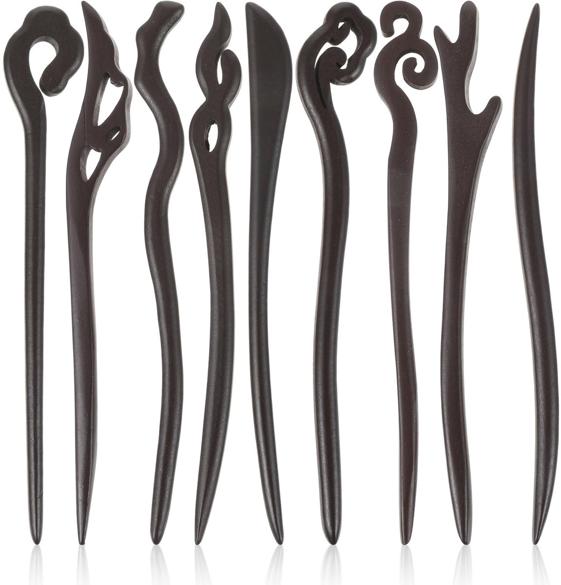 Dailygoods- Haarstokjes 9-delige set - Houten Haarspelden - Vintage Haarspeld - Chinese Haarspelden - Robuust en Onbreekbaar - Elegante Kapsels