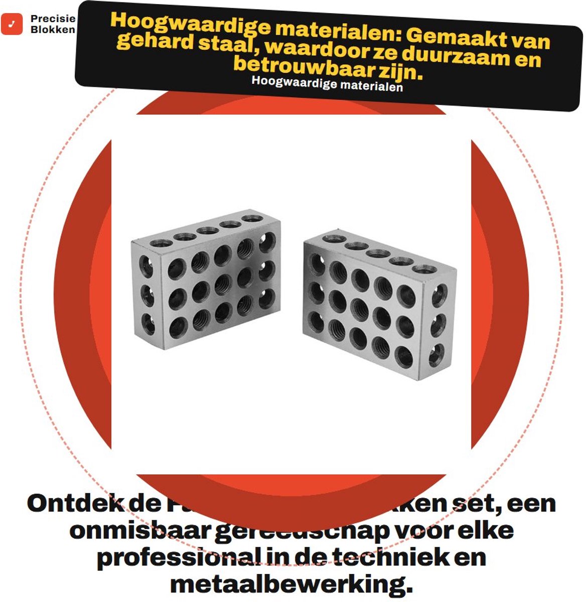 Dailygoods- Precisieblok - 2 Stuks - Gemaakt van gehard staal - Afmetingen 25 * 50 * 75mm - Schokbestendig - Nauwkeurigheid tot 0.0001" - Geschikt voor machinegereedschappen - Machineblok