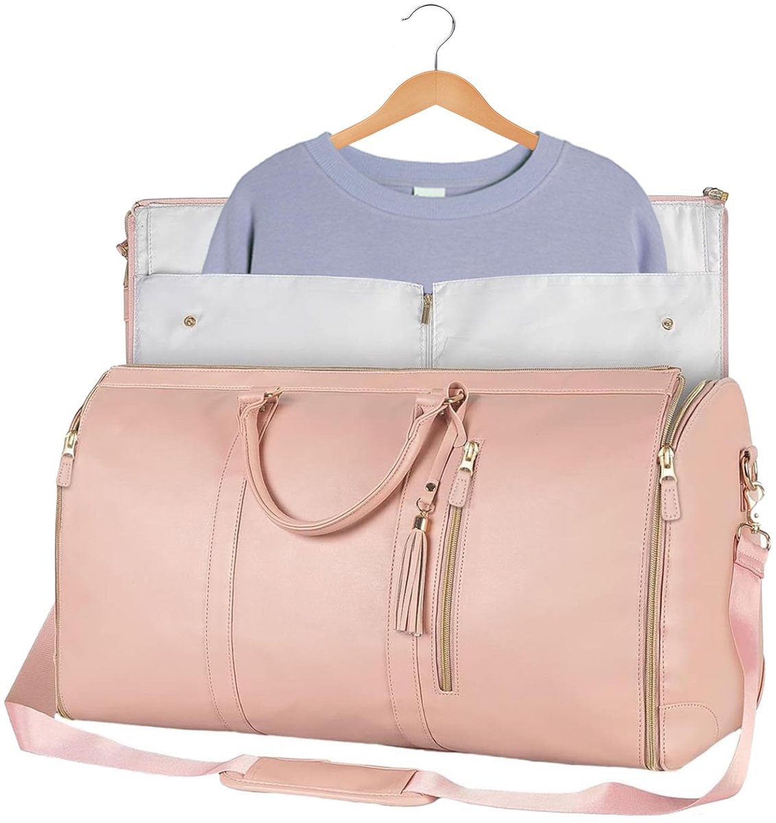 Dailygoods- Opvouwbare Reistas - Duffeltas voor Kledingstukken - Roze - Reistassen - Multifunctioneel - Houdt Kleding Kreukvrij