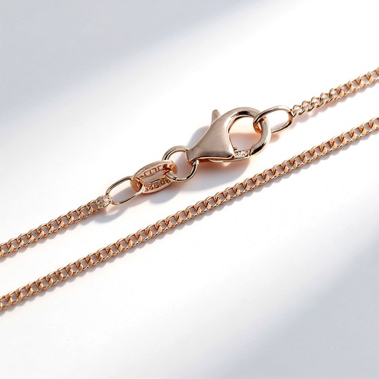Fijne roségouden pantserketting met karabijnsluiting, 60 cm