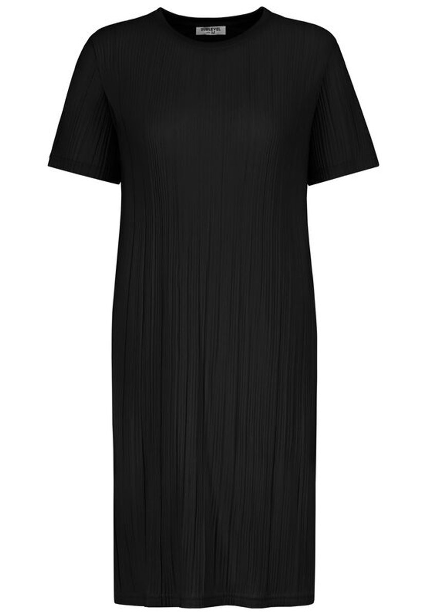 Sublevel JERSEY PLISSEE DRESS Dames Midi-jurk - zwart - S