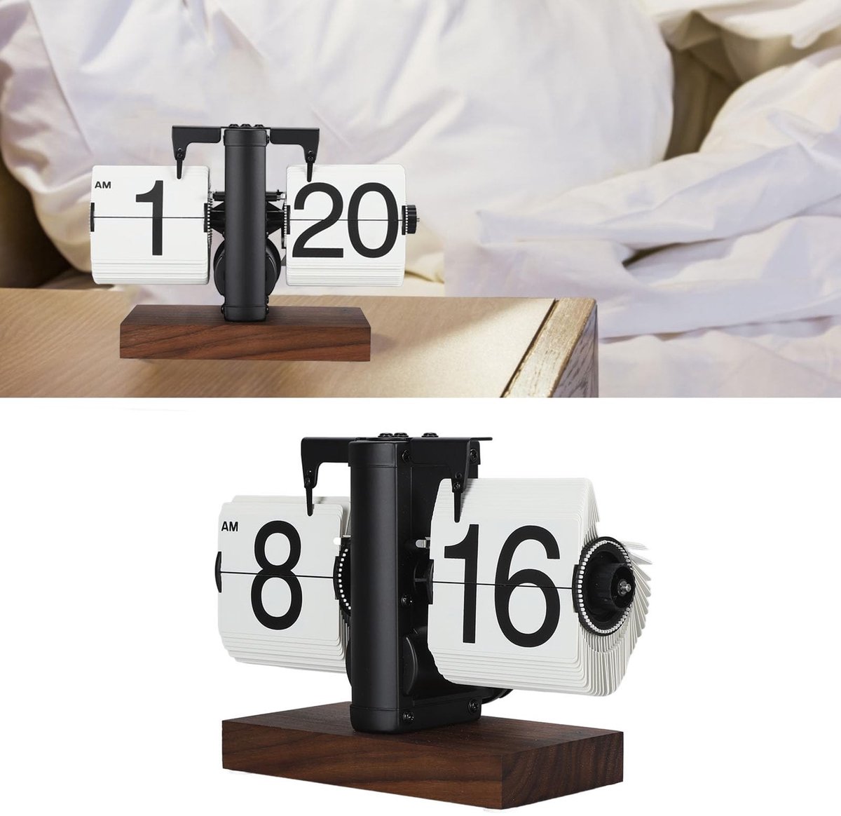 Dailygoods - Retro Flipklok - Grote Cijfers - Automatisch Mechanisch - Zwart - Woonkamer Studeerkamer Kantoor - 304 Roestvrij Staal