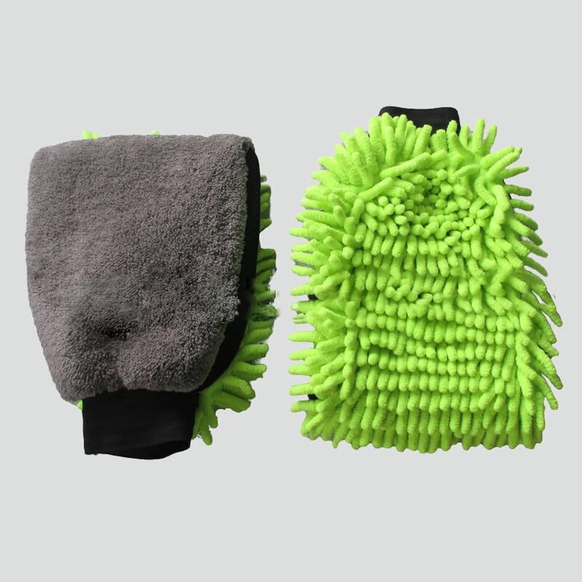 Waswanten Set - Microfiber Doeken - Auto Reinigen - Universele Pasvorm - 2 Stuks - Grijs