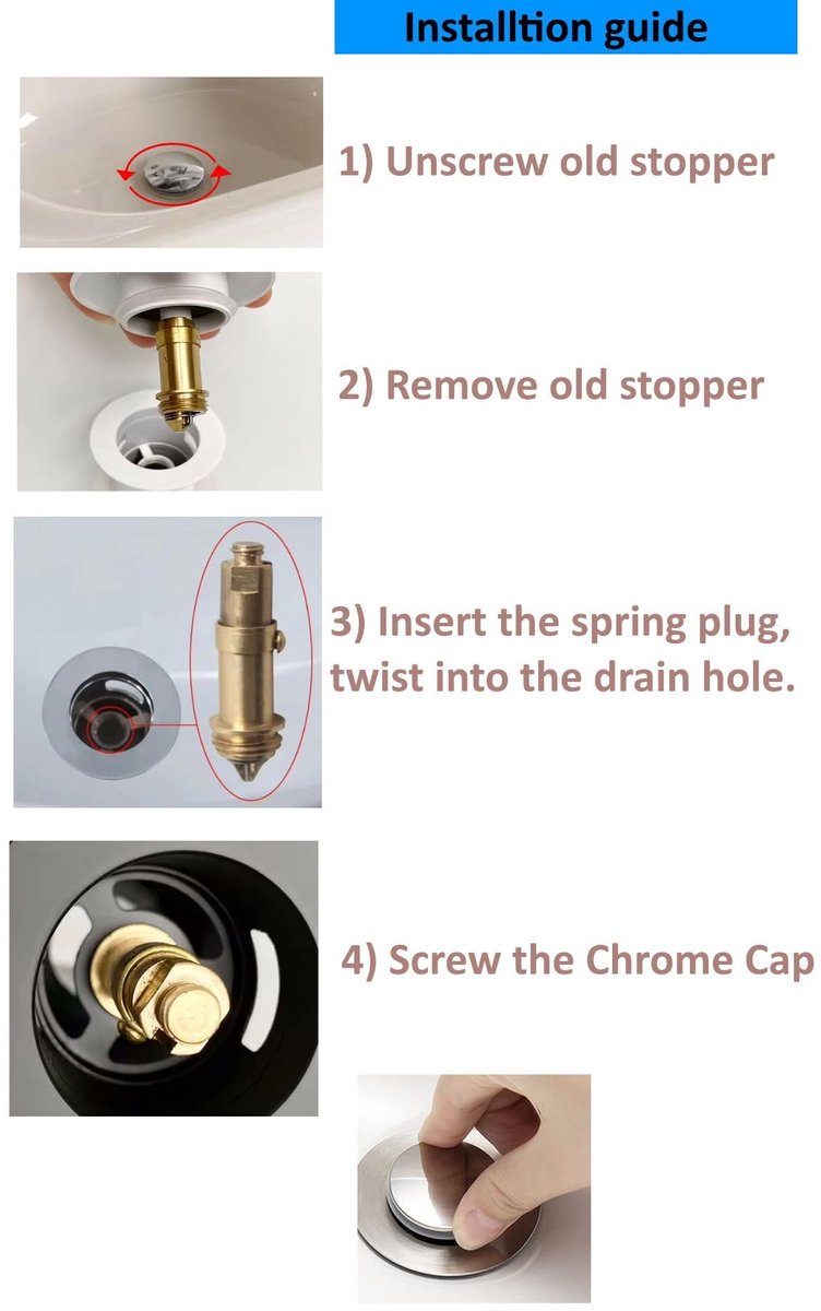 Dailygoods- Afvoerplug Verchroomd 69mm - Badkuip Plug - Klik Clack Afvoerstop - Vervangingsdeksel - Eenvoudige Installatie - Geschikt voor 43mm Afvoergat - Badplug