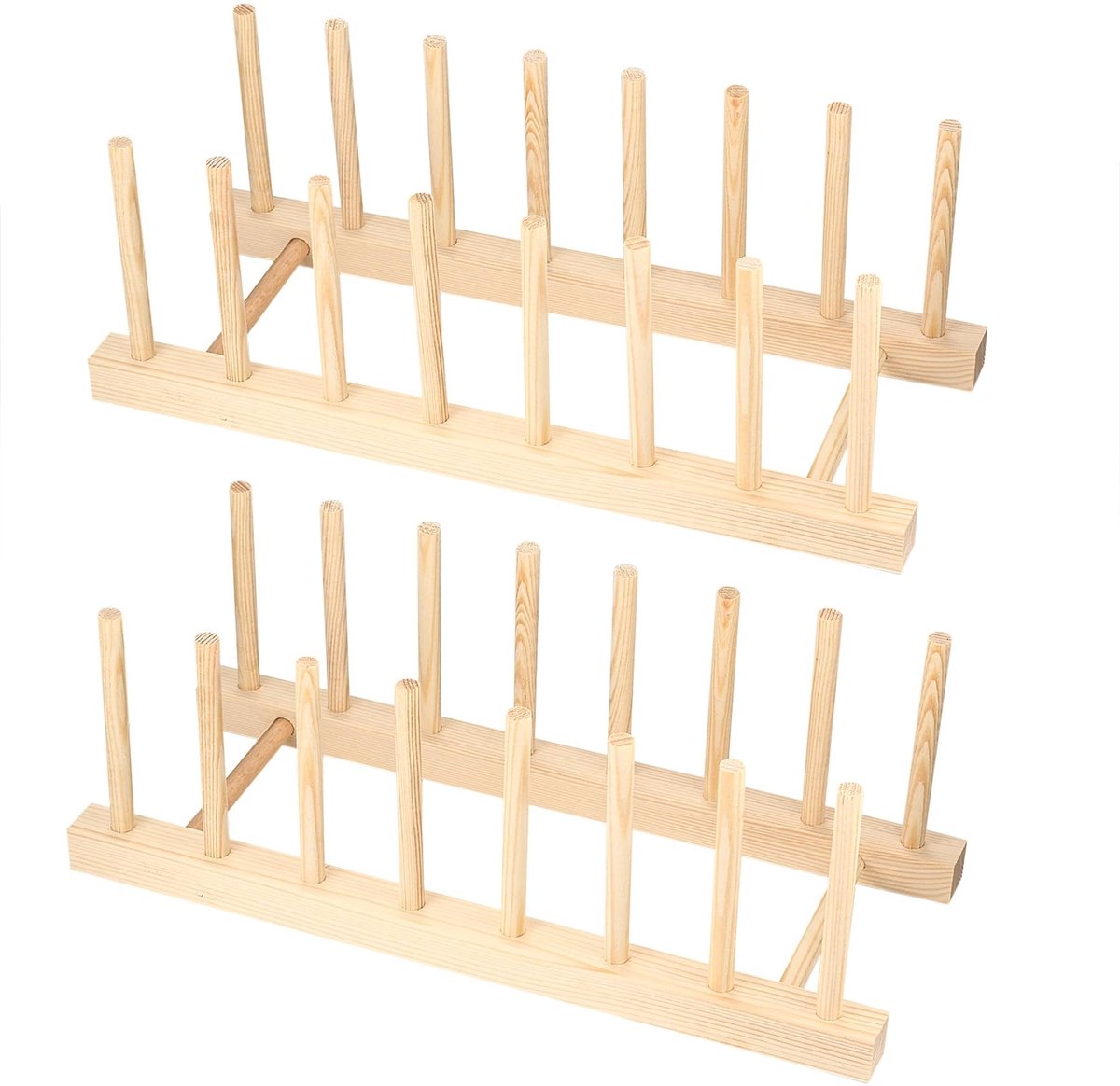 Dailygoods- Afwasrek Hoogwaardig Grenenhout - Bordenhouder - Gereedschapsdrager - Potten Dekselhouder - Sniplankhouder - Eenvoudig te Monteren - Bordenstandaard