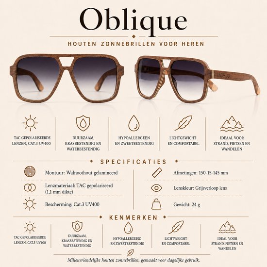Dzukou Oblique - Zonnebril - Heren - Hout - Gepolariseerd van Dzukou — afbeelding 4
