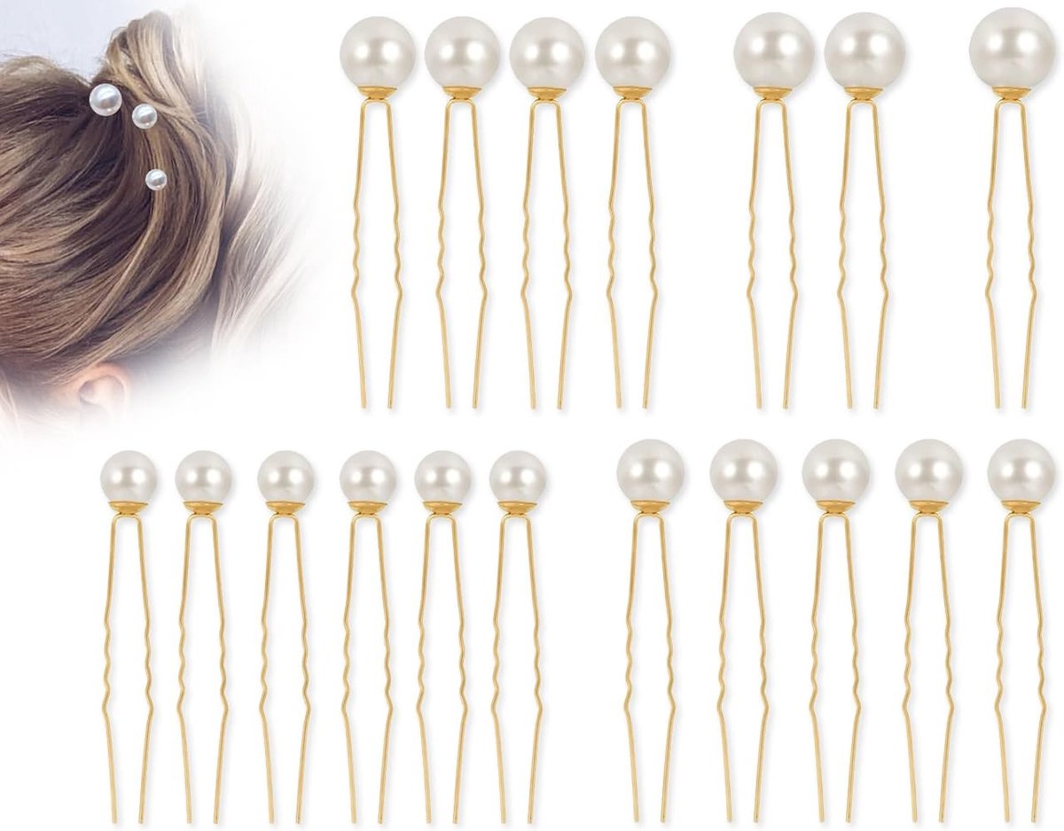 Dailygoods- Parelhaarspeld 18 Stuks - U-vormig Haarsieraad - Elegante Haarspeld - Haarclip - Hoofdtooie - Voor Dames/Meisjes