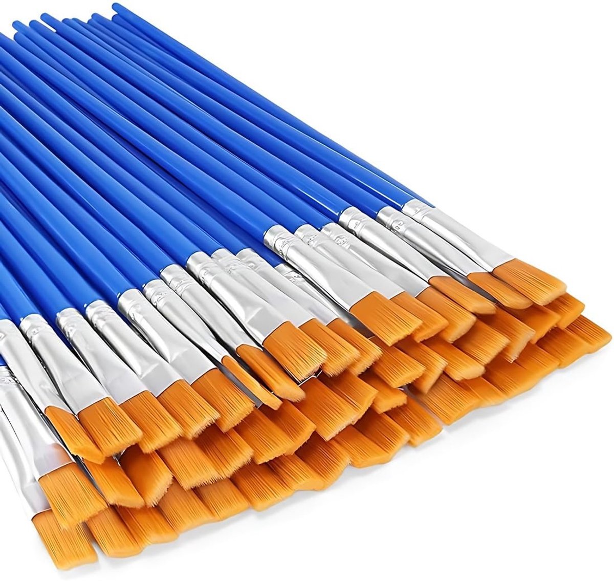Dailygoods- Penseelset 60 Stuks - Aquarelkwasten - Schilderkwasten voor Acrylverf - Platte Kwasten - Kinderverfpenseelset - Hoogwaardig Nylonhaar