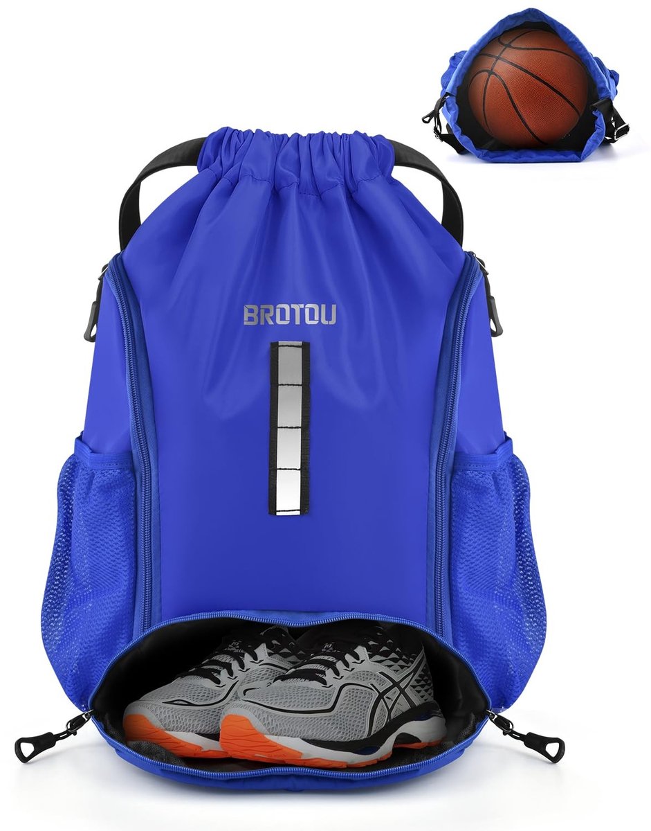 Dailygoods - BROTOU Gymtas, sporttas, voetbaltas, rugzak, trekkoord, sporttas met schoenenvak, trekkoord, waterdichte sporttas voor heren, dames, kinderen, jongeren