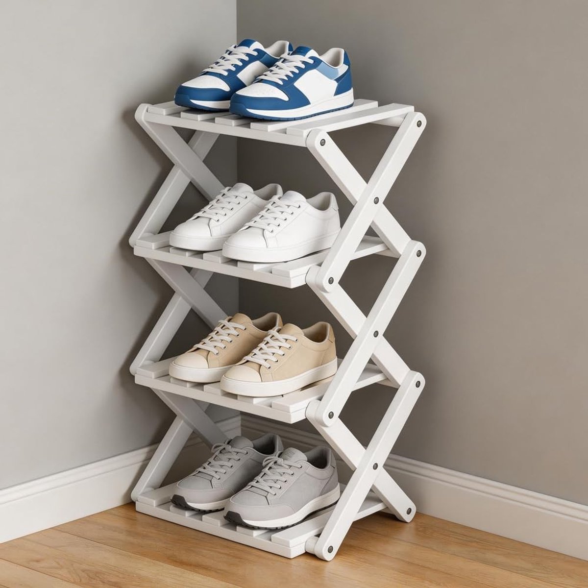 Dailygoods - Bamboe Schoenenrek - Vertikale Schoenenhouder voor Thuis en Camping