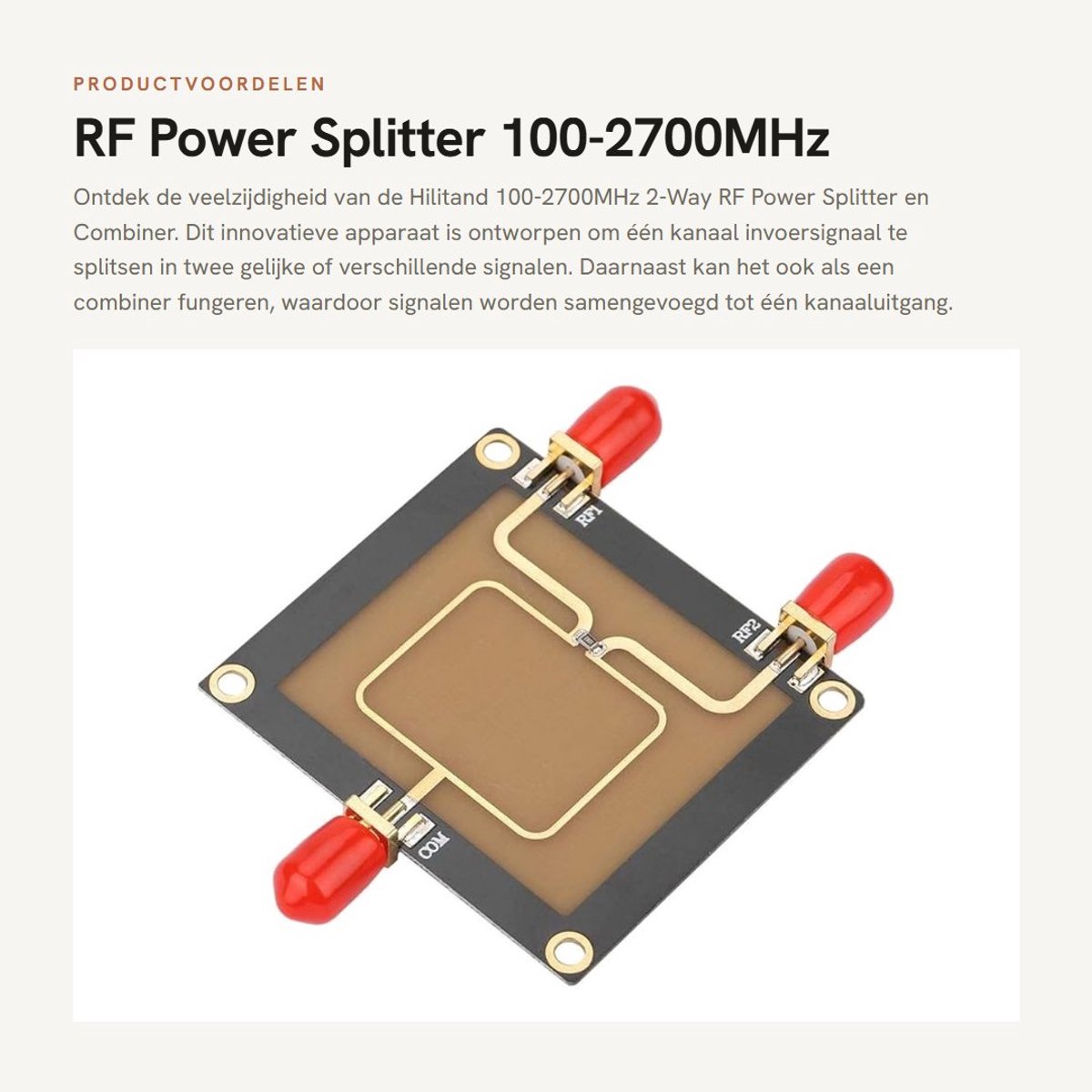 Dailygoods - RF Power Splitter - 100-2700MHz Signaalverdeling - 2-Way Combiner - Voor Thuisgebruik - Versterk je Signaal - Geschikt voor Diverse Appar...