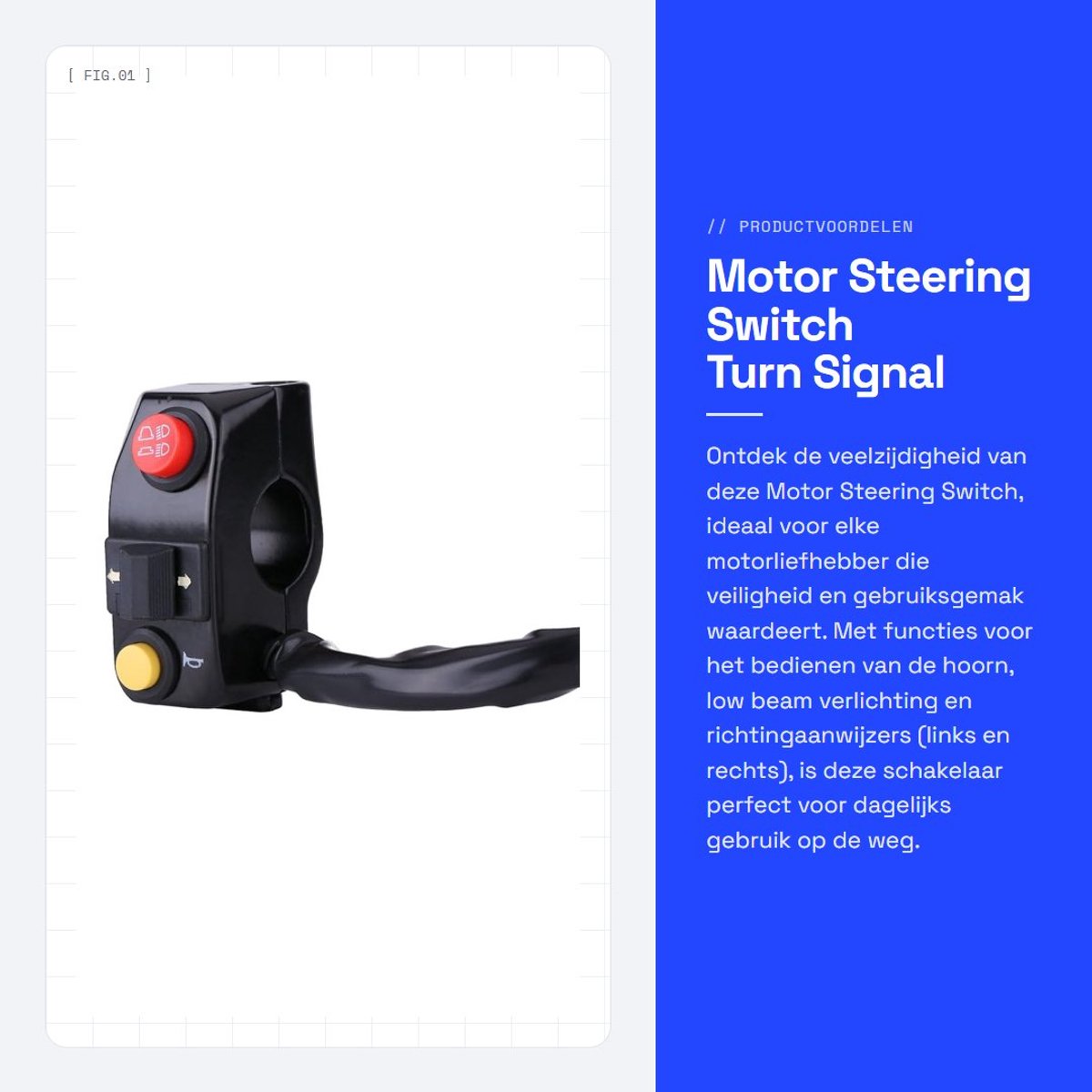 Dailygoods - Motor Steering Switch - Turn Signal Schakelaar - Voor Makkelijk Gebruik - Zwart - Motor Hoorn - Geschikt voor 7/8 inch Handlebars