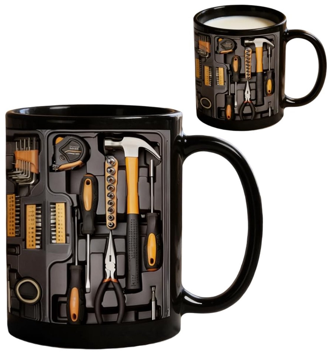 Solidchoice- Gereedschapsbeker 350 ml - Koffiemok - Monteurbeker - Keramiek - Hittebestendig - Uniek design met gereedschapsprints