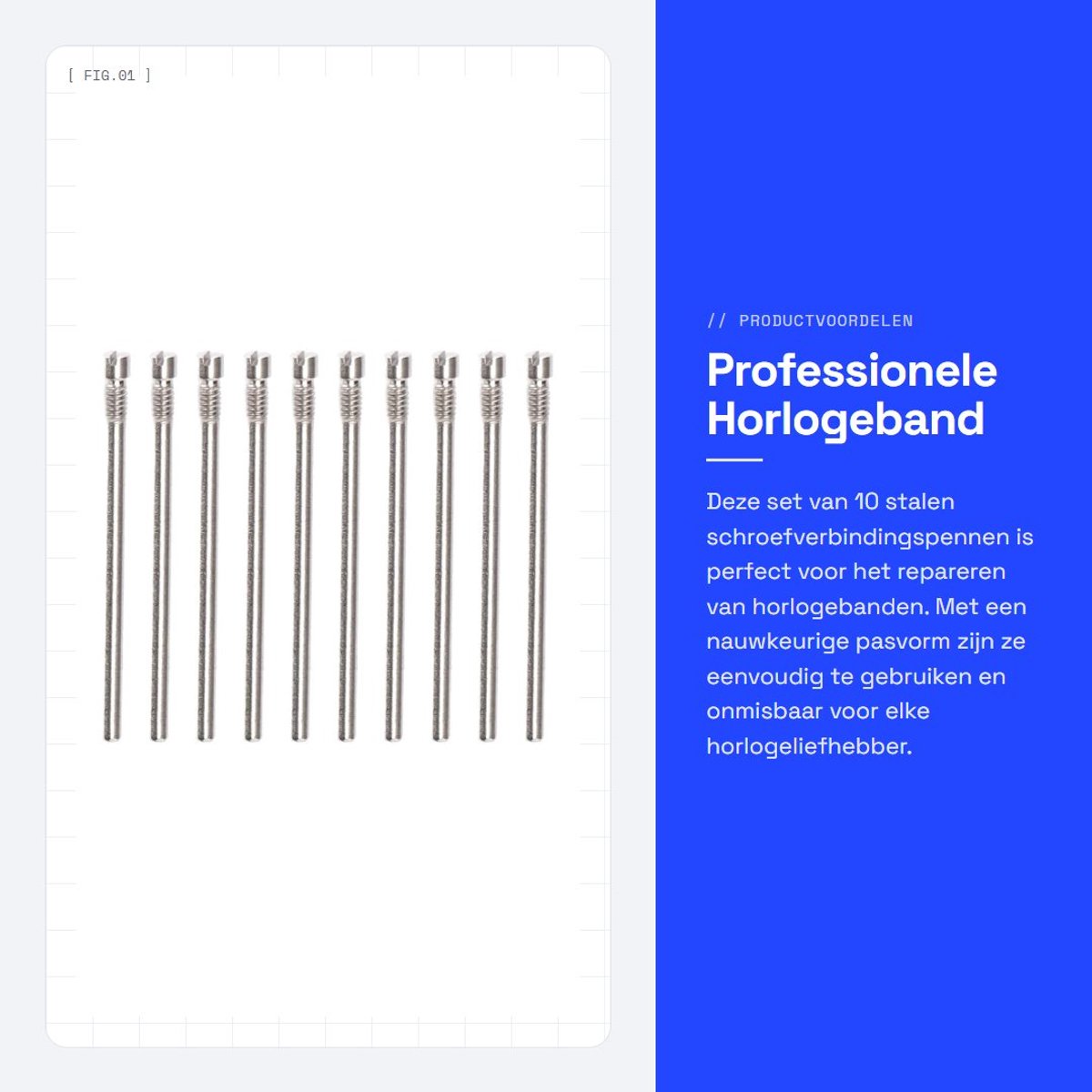 Solidchoice- Horlogeband Schroefverbindingspen - 10 Stuks Stalen Pinnen - Horlogeband Reparatiehulp - Lichtgewicht - Nauwkeurig Ontwerp - Draagbaar - Horlogeaccessoires