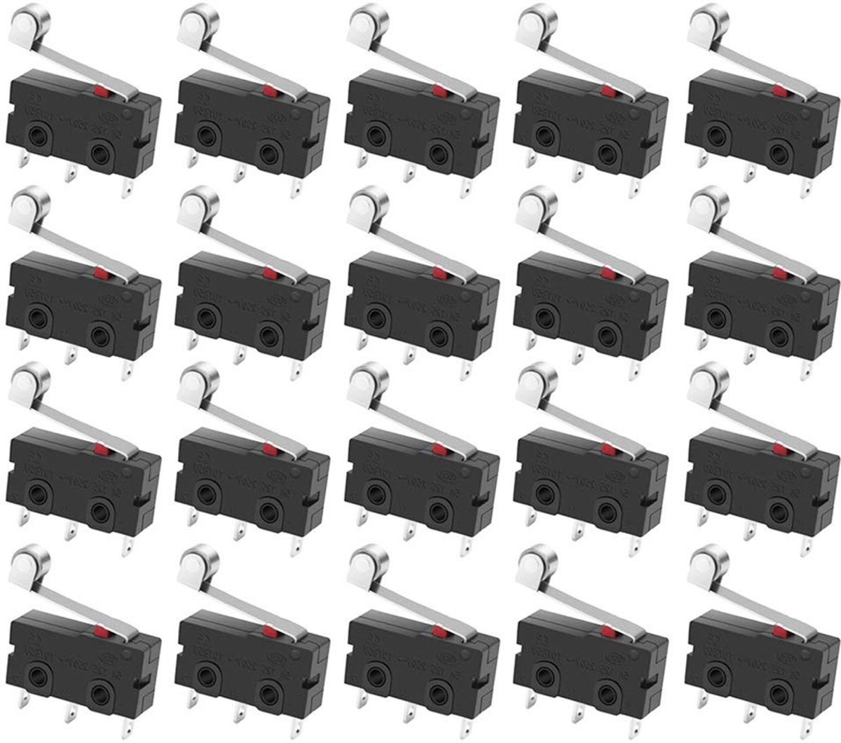 GTIWUNG 20pcs Micro Switches with Hinge Roller Lever, 125V to 250V 5A SPDT Instantaneous Hinge 3 Pin Lever Open Arm - ShopVlot
