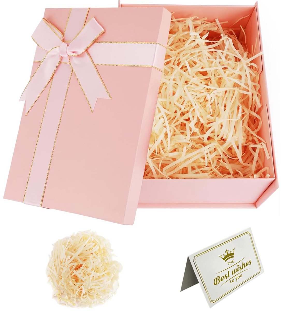Solidchoice- Geschenkbox luxe 22 x 16 x 8,5 cm - Geschenkdoos met deksel - Grote geschenkdoos met strik - Bruiloft - Verjaardag - Kerstmis - Cadeaubox