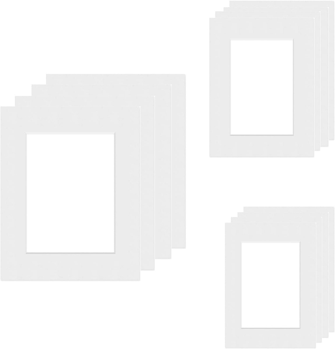Solidchoice- Passepartout 24 Stuks - Passe-Partout Karton 3 Maten - Fotolijst Houders - Decoratieve Matten - Witte Montagekaarten - Hoge Kwaliteit tegen Eerlijke Prijs - Fotomatten