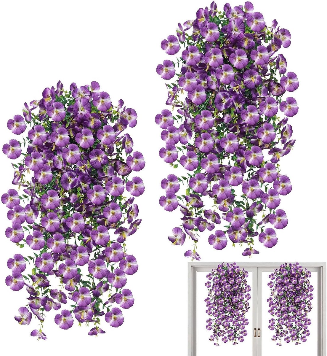 Kunstplanten Buiten - Nepbloemen Set - Tuindecoratie - Weerbestendig Ontwerp - 2 Stuks - P