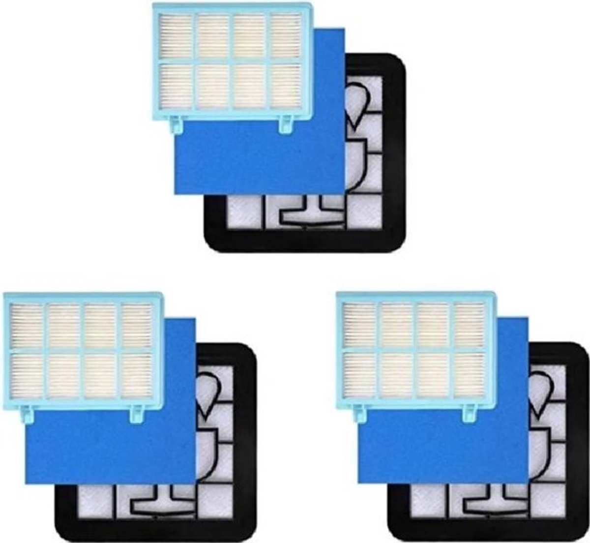 3-delige filterset voor Philips PowerPro Compact stofzuigers, FC8010/01 en FC9332/09