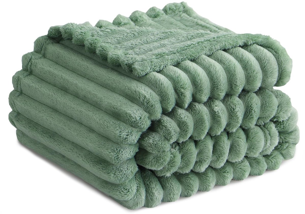 Dailygoods- Flanellen Deken Extra Zacht - Fleece Plaid - Knuffeldeken - 150x200 cm - Groene Deken - Pluche Winterdeken
