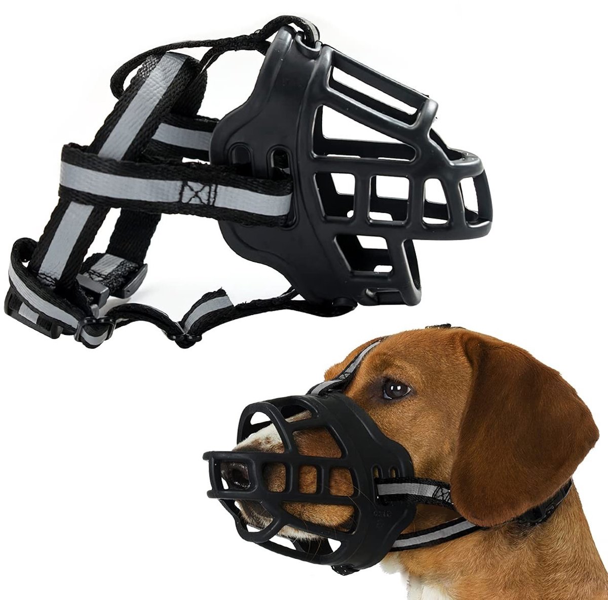 Dailygoods- Muilkorf XL - Zachte/Duurzame Muilkorf - Siliconen - Verstelbare Riemen - Geschikt voor Grote Honden - Verbeterde Kauwgewoonten - Hondenmuilkorf