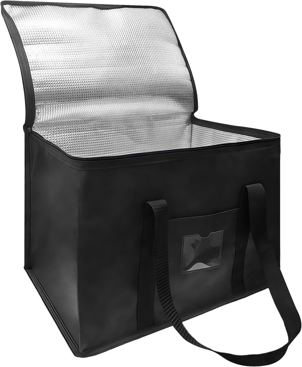 Grote 40L Koeltas - Vouwbare, Lekvrije en Waterdichte Thermische Tas voor Kamperen, Picknicken en Stranduitjes (Zwart, 43 x 30 x 31 cm)