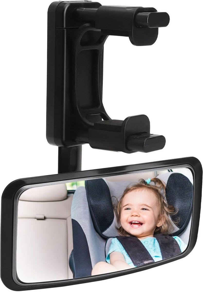 360° Draaibare Achteruitkijkspiegel voor Baby's - Veiligheid Spiegel voor Auto, Kinderen en Peuters met Haakclip voor Diverse Hoofdsteunen