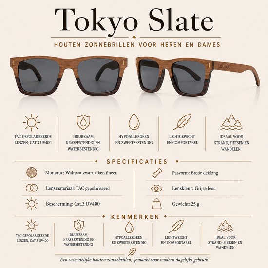 Dzukou Tokyo Slate - Zonnebril - Heren - Hout - Gepolariseerd van Dzukou — afbeelding 5
