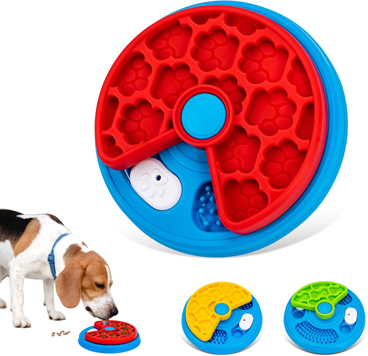 Slow Feeder Hond - Anti Schrokbak - Likmat Hond - Interactieve Voerpuzzel - Draaiende Voerbak - Intelligentie Speelgoed Voor Honden - Rood